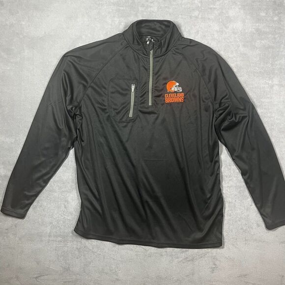 Dunbrooke Jersey Men's XL Black Cleveland Browns American Football Quarter Zip - Picture 1 of 6
